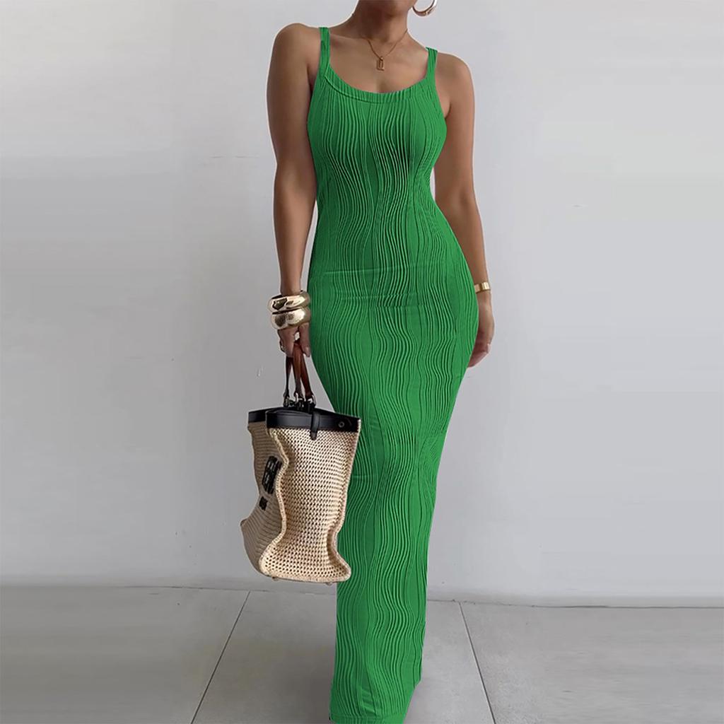 Women's Fashion Straps Casual Tight Sleeveless Solid Color Slim Temperament Dresses