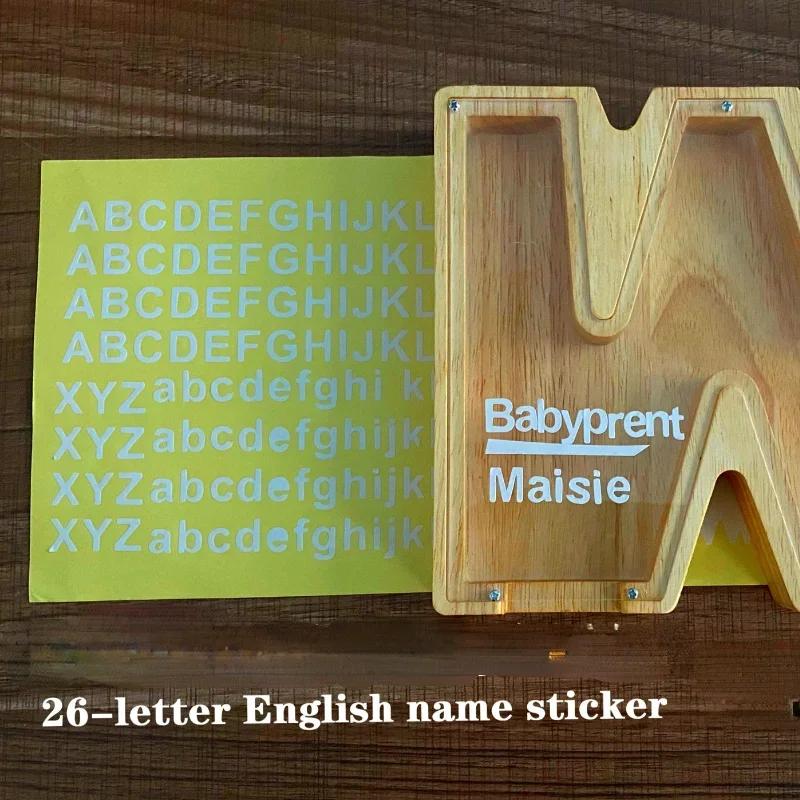 Домашнее украшение 26 букв деревянная копилка с персонализированной прозрачной стеклянной копилкой для детей Подарок детям
