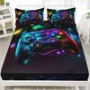 Cool Gamepad Pattern Bed Hat Three-Piece Digital Printing Bedroom Room School Dormitory Bedding