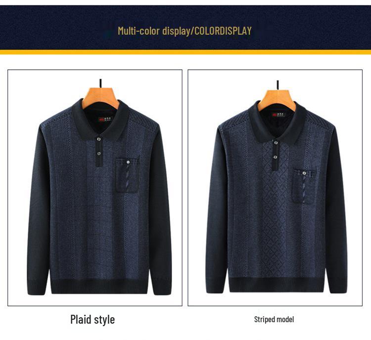 Men's Plus Velvet Sweater for Winter - Warm Knitwear for Middle-Aged and Elderly