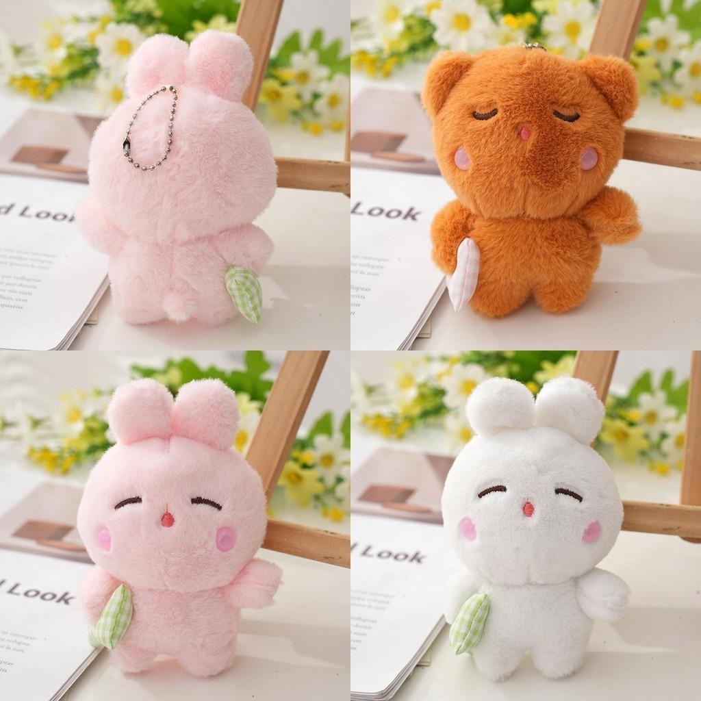 Cute Long Plush Bunny And Bear Keychain Adorable Cartoon Animal Stuffed Toy