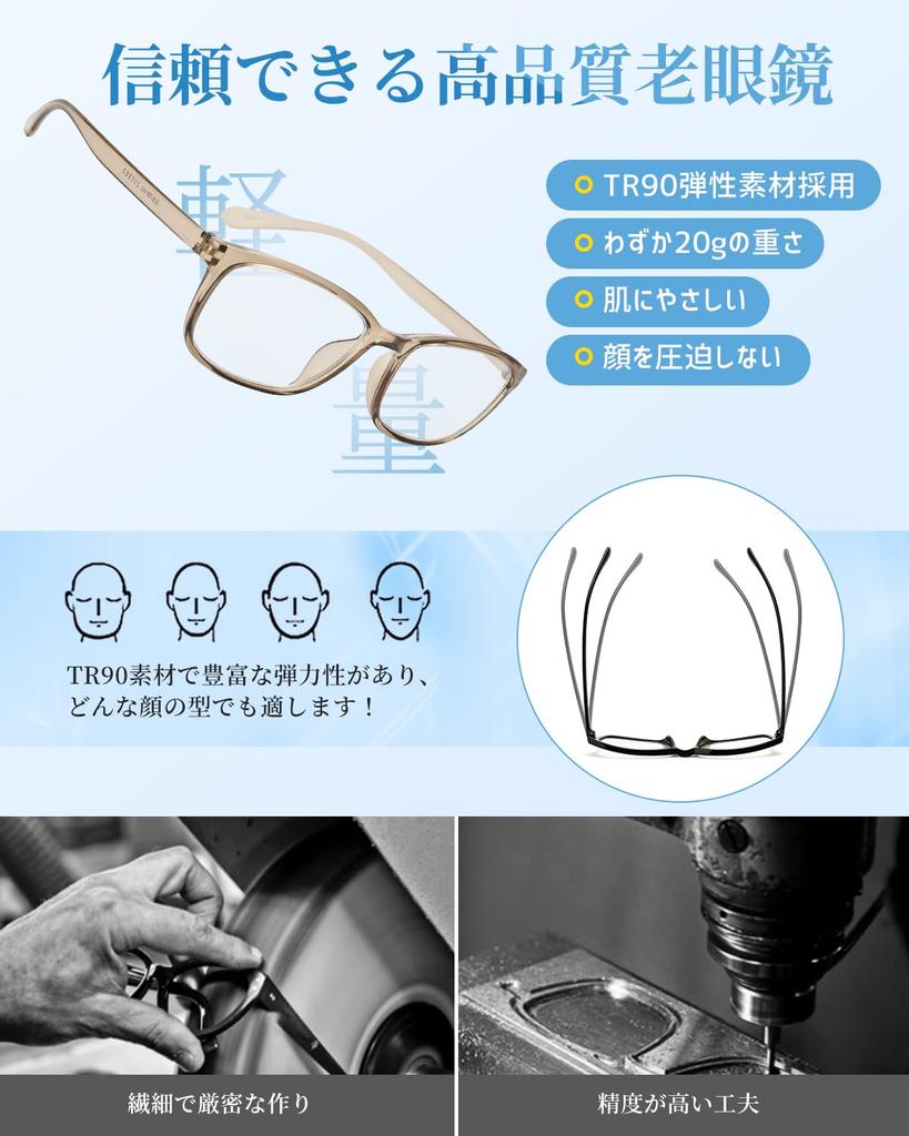 Reading Stylish Blue Light UV TR90 Ultra Thin Super Elastic Reading Senior Case Frequency Gray [CEETOL] Glasses, Men's, Women's, Glasses, Cut,