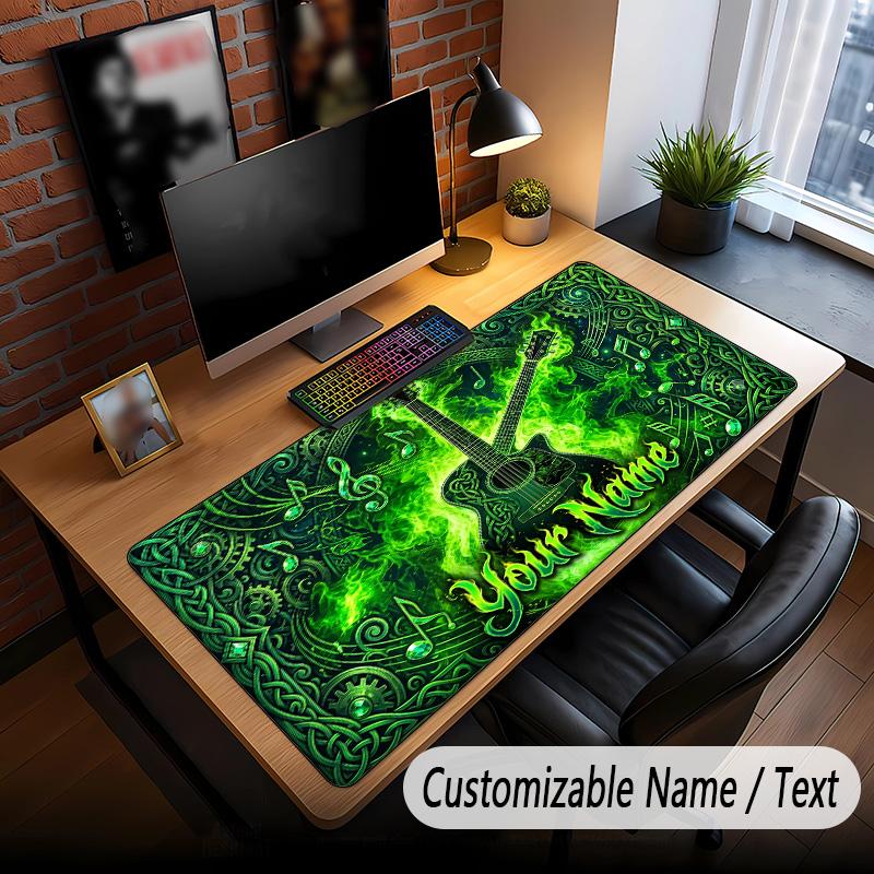 Music Guitar Theme Custom Mouse Pad Personalized With Name Text Customized Desk Mat For Office Home Decor