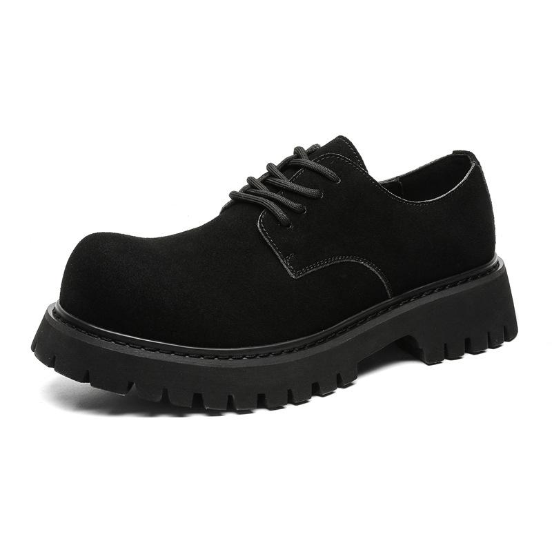 Leather Shoes Men's Autumn New Tooling Platform Heightening British Style Casual Retro Derby Shoes 1099-J