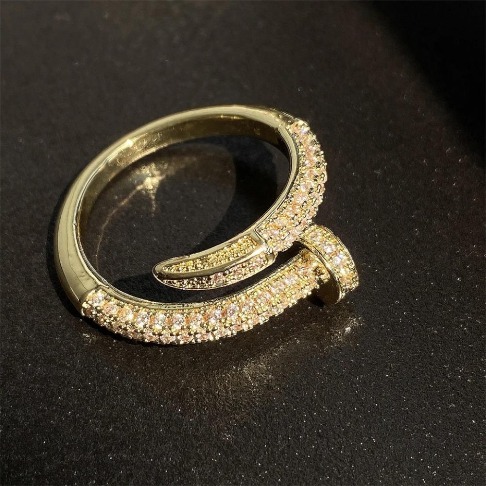 1 шт. Позолота 14K Настоящее Золото AAA Циркон Простой Открытый Кольцо-Змея Элегантное Женское Повседневное Рабочее Кольцо Вечернее Украшение KTJ