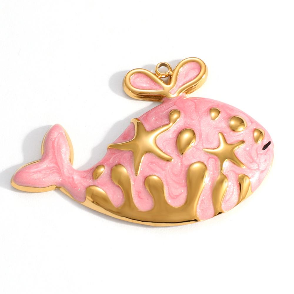 Summer Ocean Style Colorful Shell Starfish Charm Pendant 18K Gold Plated Stainless Steel Gift Jewelry