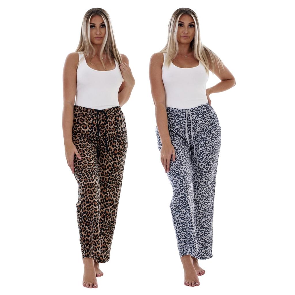 Keanu Womens/Ladies Fleece Leopard Print Lounge Pants (Pack of 2)
