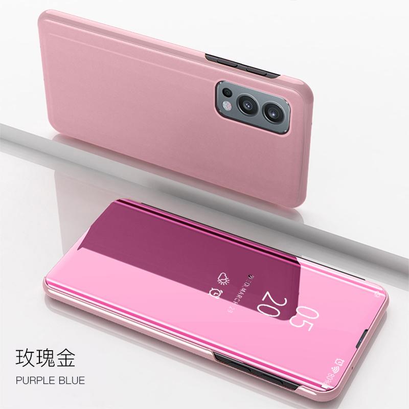 For Oneplus Nord 2 5G Case Luxury Smart Mirror Flip Holder Phone Case For One Plus Nord 2 Case 6.43'' Nord2 5G 2021 Back Cover