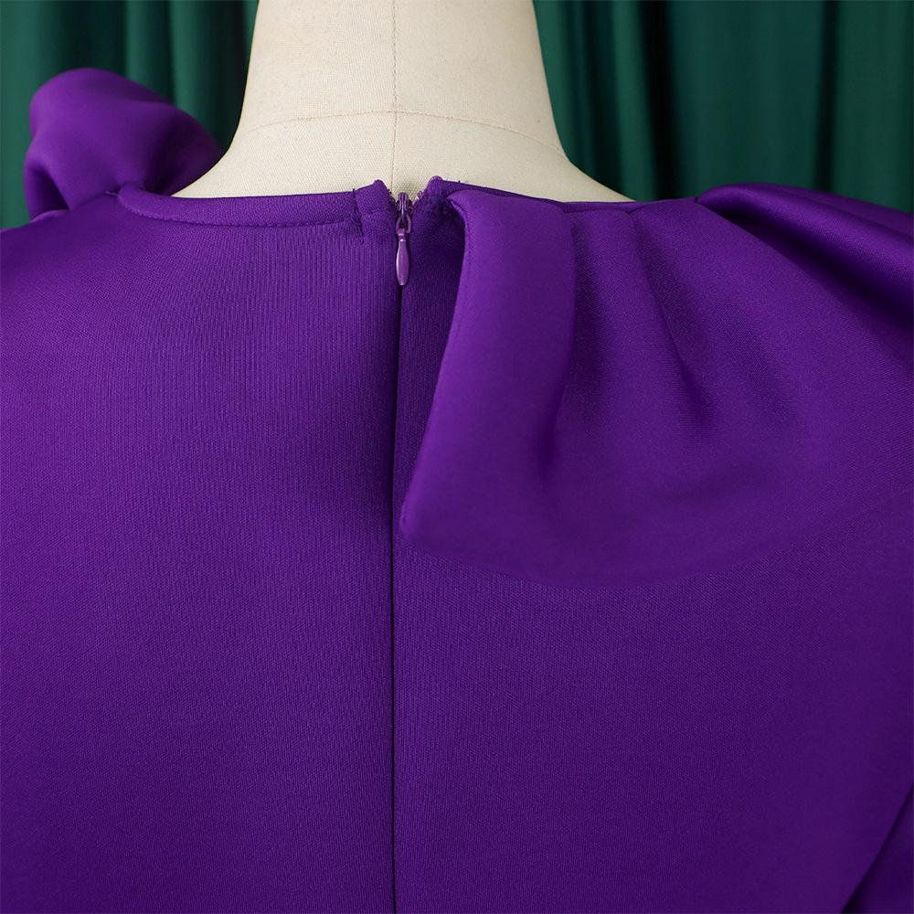 JKASHDK Женские модные весенне-осенние однотонные коктейльные и вечерние платья с рукавами 1/2 и круглым вырезом с высокой талией