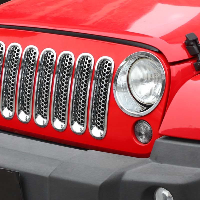 Декоративная крышка фар автомобиля из АБС-пластика, декоративные наклейки на решетку с сеткой для Jeep Wragnler JK 2007-2017, внешние аксессуары автомобиля