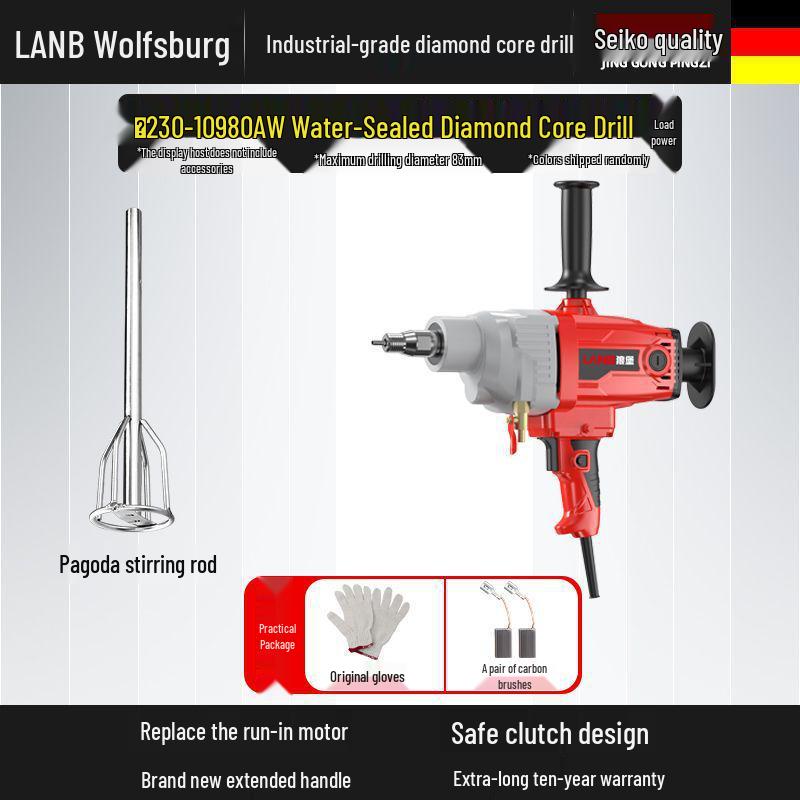 Diamond Core Drill Machine: Handheld & Stand, Wet/Dry, Concrete & AC Hole Opener, Water Drill Mixer