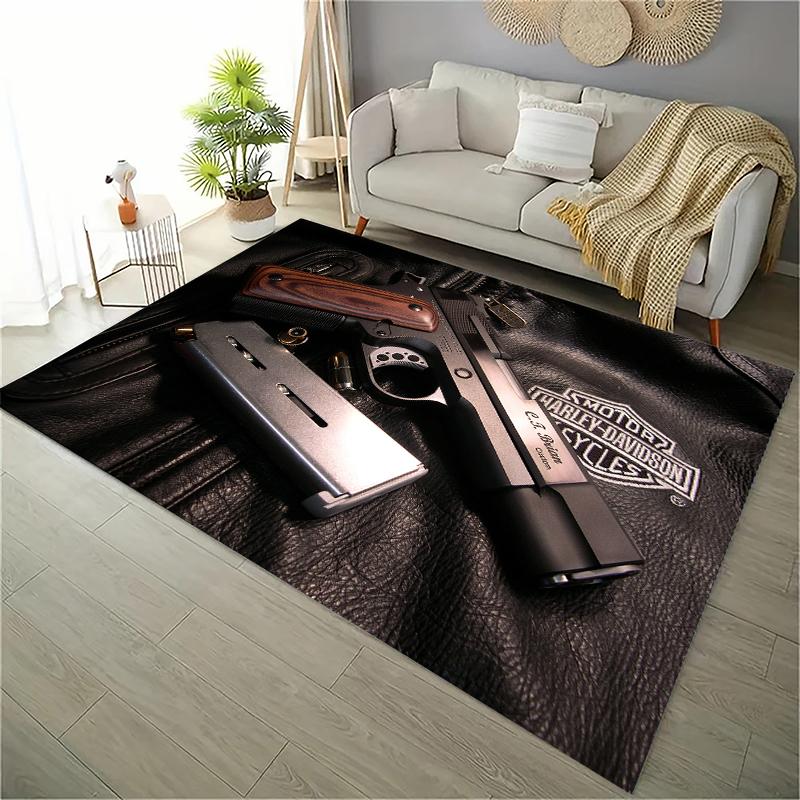 Ковер HD с винтовкой, ковер с пистолетом, револьвером, ковер с современным оружием, ковры для гостиной, спальни, кухни, придверный коврик, ванная комната, противоскользящий коврик для пола