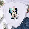 Cartoon Minnie Mickey Mouse Print T Shirt Leopard Bow Summer Kawaii Clothing Tops Hippie T-Shirt Gift Unisex