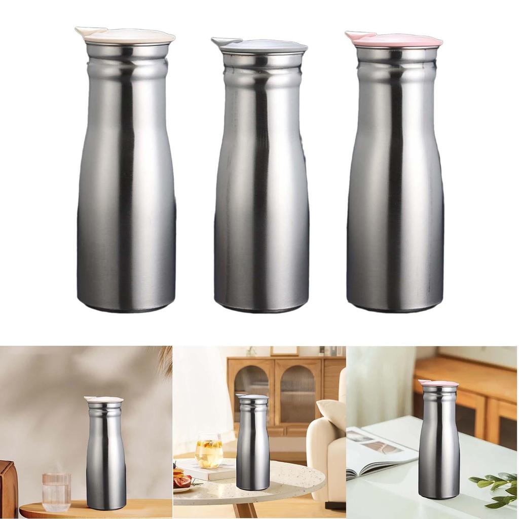 Stainless Steel Water Jug 1.0L Large Capacity Teapot Mix Drinks Juice Jar Water Pitcher for Tea Milk Lemonade Coffee Restaurant
