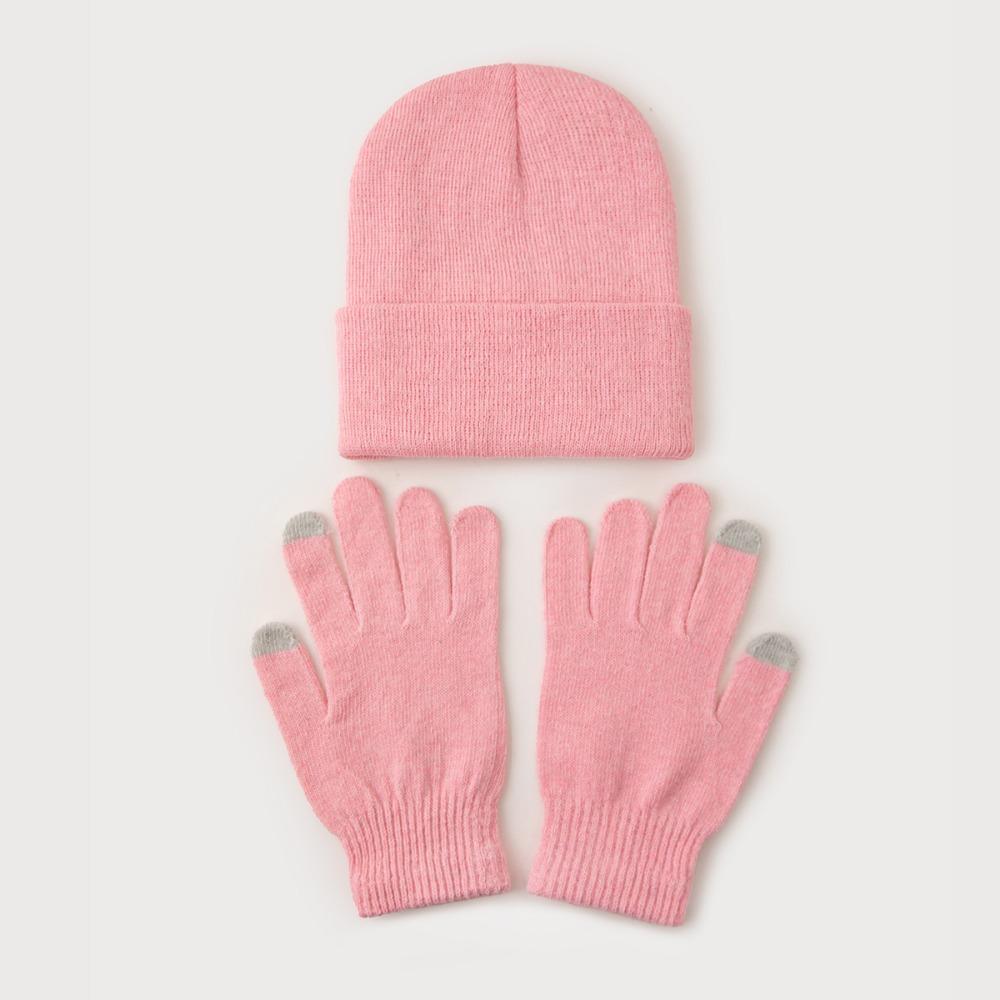 Cute 2025 Winter Hats with Gloves Knitted Solid Hat High Quality Warmer Bonnet