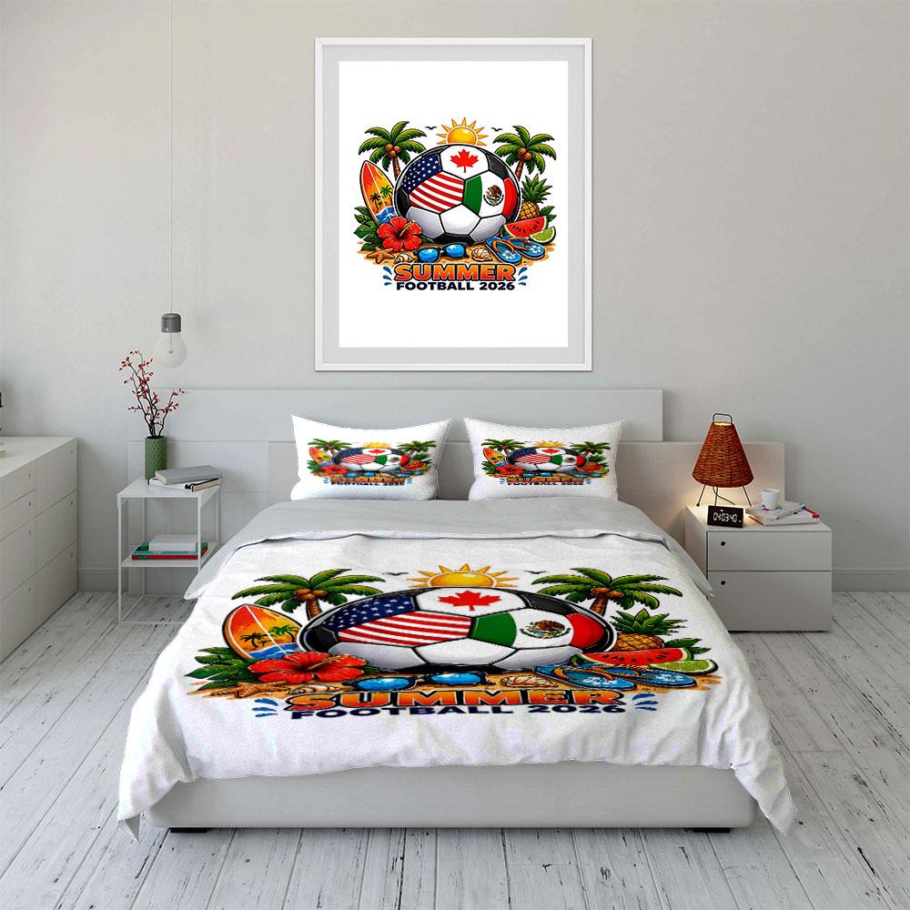 Flags, football, palm trees. Bedding sets Duvet cover sets Duvet covers Pillowcases(1 * Duvet Cover 2 * Pillowcases, without duvet insert)