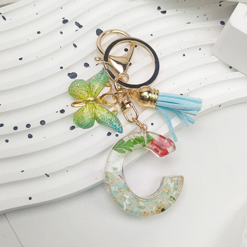 AZ Dreamy Sequin Letters Брелок для женщин Подвеска-бабочка с кисточками Инициал Брелок для кошелька Подвеска для сумок Амулеты Автомобильный брелок