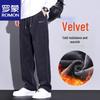 Мужские осенние вельветовые брюки кэжуал широкого кроя на флисовой подкладке
