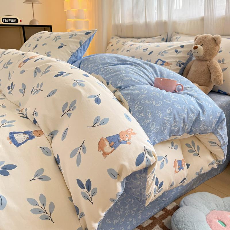 Маленький комплект из четырех предметов из чистого хлопка для спальни, сетчатый комплект из трех предметов