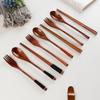Tablewares Set Natural Wooden Tablewares Spoon Chopsticks Fork Dinner Portable Tableware Cereal Home Kitchen Tableware Set