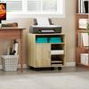 Multifunctional Printer Cabinet with Wheels and Shelves with Wide Storage Space 60x50x65.5 cm Natural