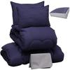 Fully Washable Futon Hollow Polyester Comes with a Neat Storage Soft and Smooth Peach Skin Finish Navy 5-piece Set, Double, Cotton, Case,