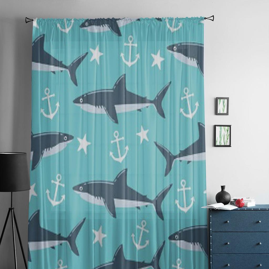 Роскошные шифоновые прозрачные шторы с узором акулы для гостиной, спальни, украшения, оконная вуаль, тюлевая занавеска