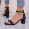 Fashion Outdoor Heels Women Sandals 2025 Summer Sandal Fashion Square Low Ladies Elegant Dress High Heels Sandal Shoes Casual Slides