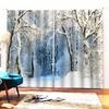 Seasonal Winter Snowy Forest Natural Landscape View 3D Scenery Christmas Curtains Living Room Rcortinas Para Salon