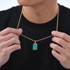 Stainless Steel Geometric Necklace Rectangular Pendant Necklace Stone Neck Jewelry Chain Necklace Suitable for Men