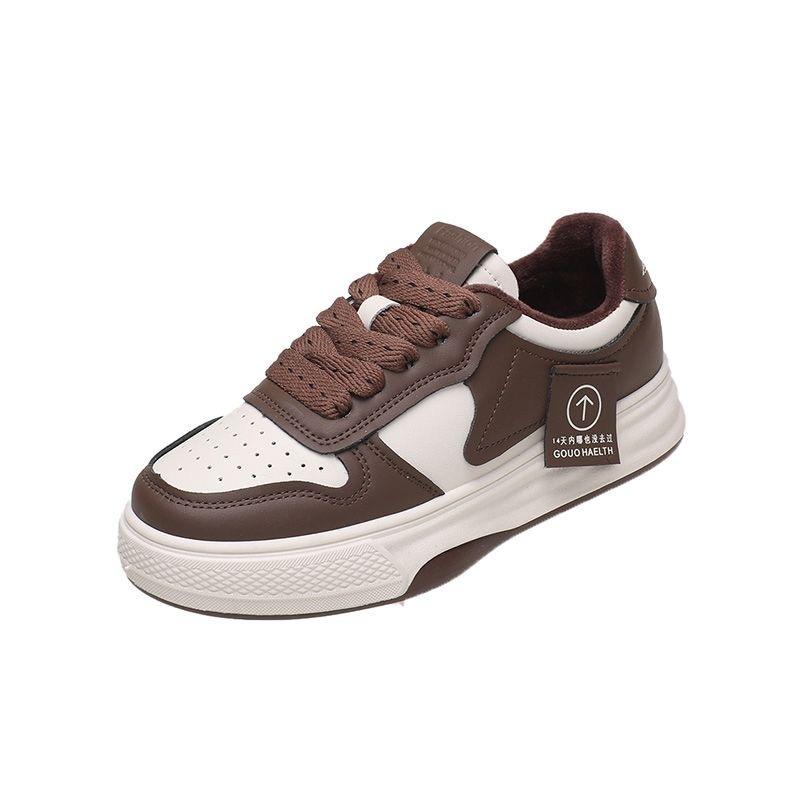 College Style Casual Board Shoes Women's Spring and Autumn New Platform Sneakers Mocha Brown and White Shoes Women's Shoes