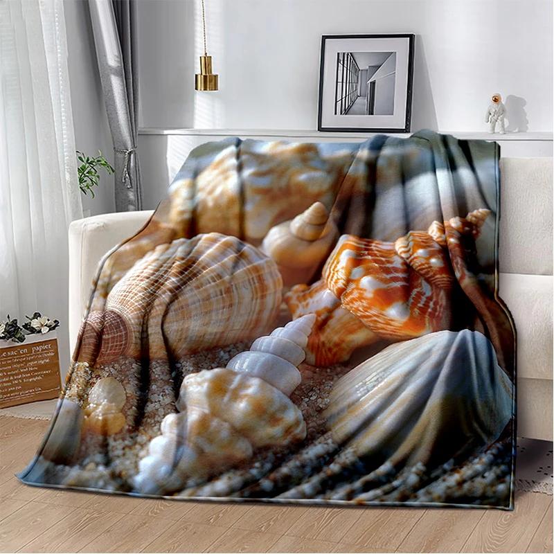 3D Морская звезда Пляжная ракушка Морская звезда Песок Плед, Мягкий плед для дома Спальни Кровати Дивана Пикника Путешествия Офиса Покрывало Детский Подарок