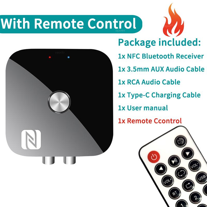 NFC Bluetooth 5.3 Audio Receiver 3.5mm AUX R/L RCA Stereo HIFI Music Wireless Adapter With Mic USB U-Disk Play Remote Control