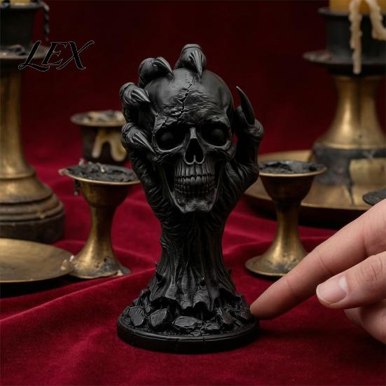 Skull Hand Statue 3D Printed & Devil Figurine, Realistic Holding Unique Halloween Gifts Statue, Gothic Desktop Ornament for Home Decoration