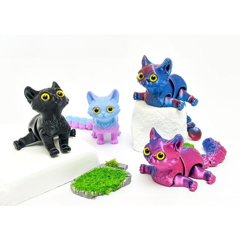 3D-печатные кошки на подвижных суставах Игрушки-антистресс Снятие стресса Декомпрессия Настольное украшение Фигурка для ребенка