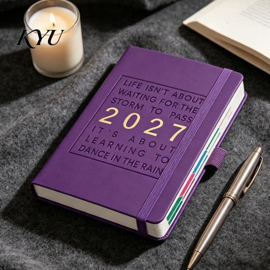 Профессиональный деловой ежедневник 2027, еженедельник, формат A5, 320 страниц, записная книжка-планировщик с эластичной лентой, переплет из искусственной кожи, для ежедневного планирования