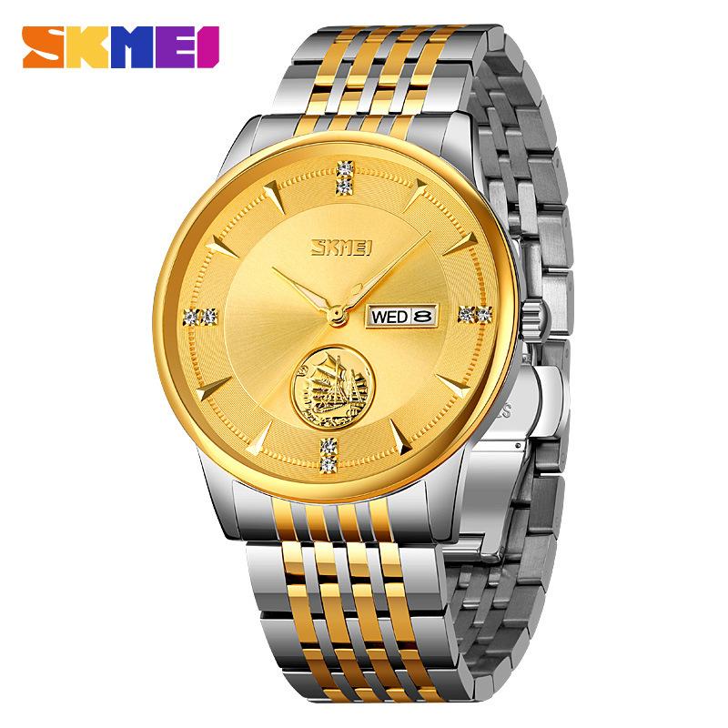 Moment Beauty Skmei Мужские часы Модный календарь Неделя Бизнес Часы Доминирующий Большой циферблат Водонепроницаемые кварцевые часы