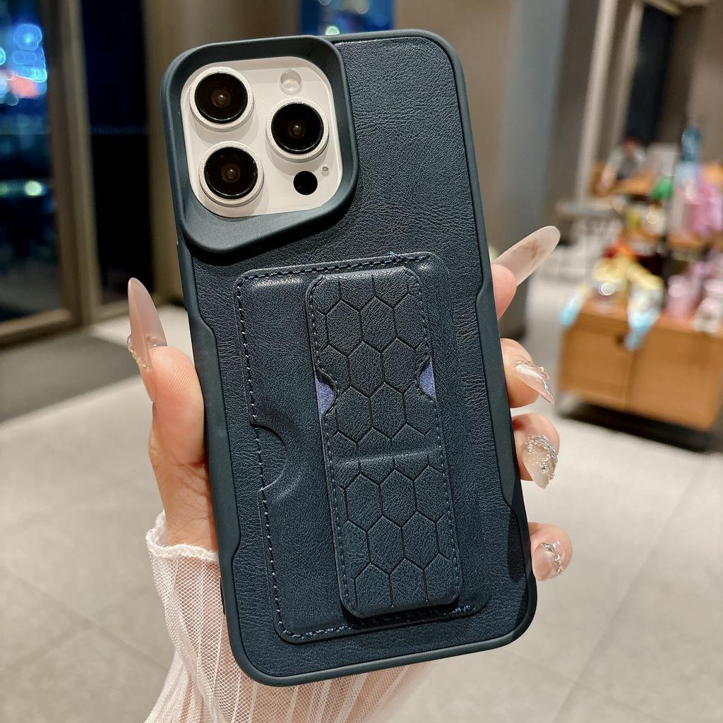 Матовая Кожаная Текстура Держатель для Карт Чехол-Подставка Для iPhone 17 16 15 14 13 12 11 Pro Max Кошелек Защита Защита от Царапин Задняя Крышка