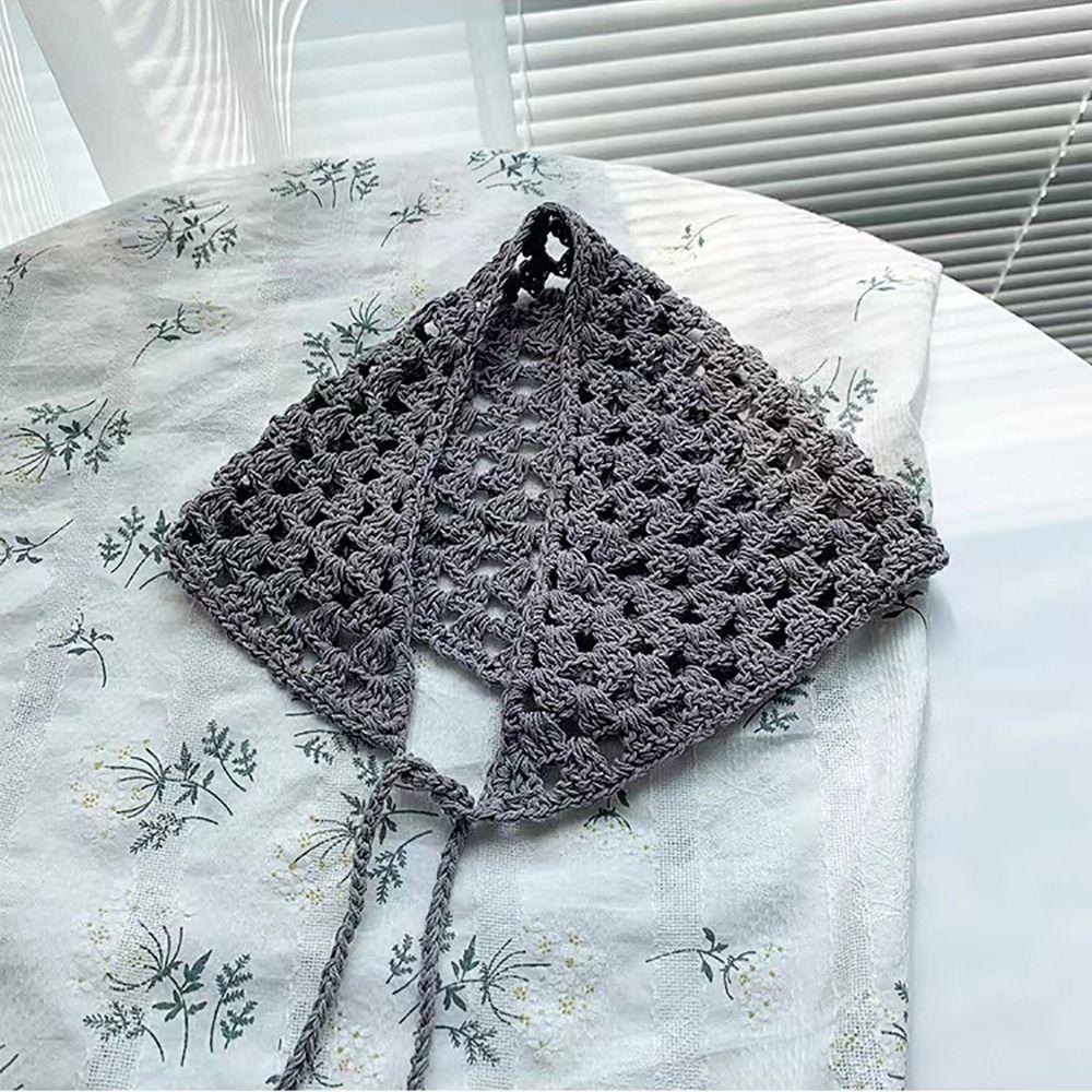 Пасторальный стиль Вязаный крючком треугольный платок на голову Многоцветный треугольный тюрбан Шарф Повязка для волос Женщины Девушки