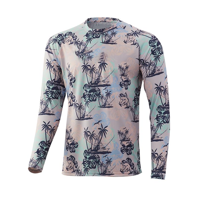 Мужская камуфляжная персонализированная спортивная одежда для рыбалки с длинными рукавами, высококачественный топ с круглым вырезом, футболка с защитой от солнца для бега