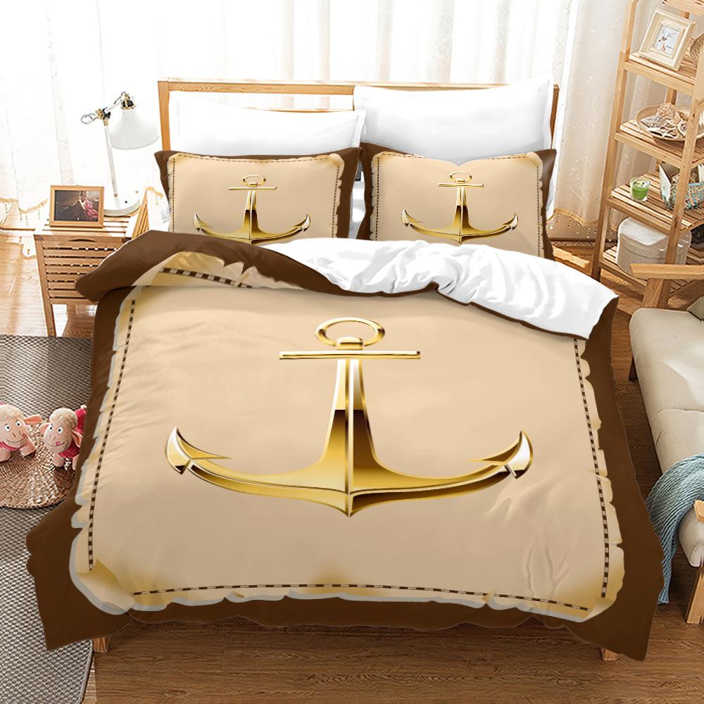 3D односпальная/двуспальная кровать, комплект постельного белья с якорем для комнаты мальчиков, пуховый пододеяльник, 2/3 шт. DE135 * 200, полноразмерный мягкий домашний текстиль из микрофибры