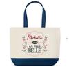 Sac shopping - PLANETEE - Michelle la plus belle - Fond bleu - Coton - 40 x 45 cm