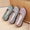 Summer Hollow Cloth Shoes for Women Round Toe Embroidered Shoes Flat Shoes for Middle-aged and Elderly Women