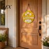 Hanging Sign with Hemp Rope Wooden Daisy Welcome for Front Door, Rustic Farmhouse Wall Decor Handmade House Rope, Wood Plaque Home Entrance