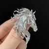 Glossy Horse Head Brooches Luxury Metal Badge Pin Zodiac Animal Pins  New Year Gifts