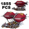 1855PCS Creative Technical Orgrim's Hammer Horde Gunship Airship Building Blocks Flying Boat Model Toys Kids Adult For Gifts