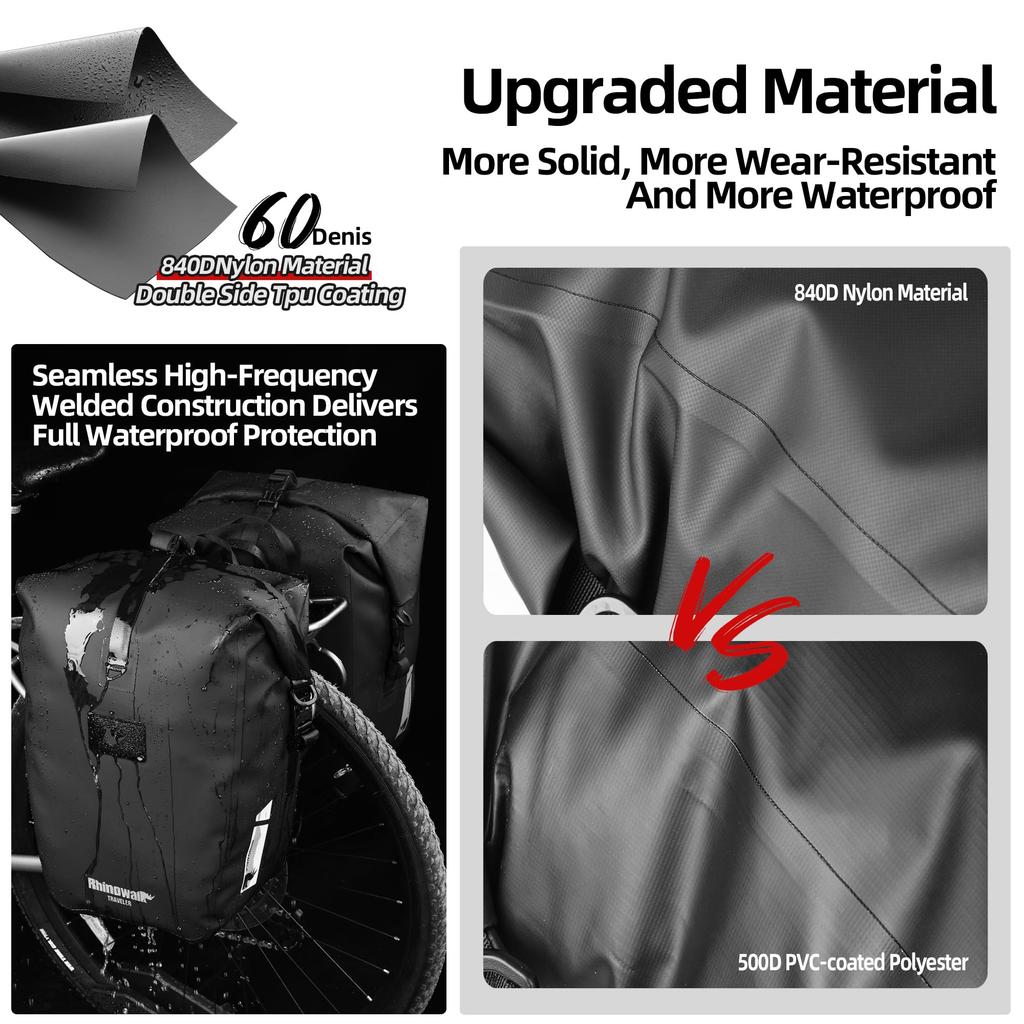 Rhinowalk 6L Waterproof Bicycle Pannier Bag, Motor Pannier Backpack, Shoulder Bag, Laptop Pannier, Travel Bag, Professional Cycling Accessory (1 Bag)