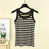 Повседневные женские облегающие майки с тонкими бретелями, модные майки без рукавов, свободные летние майки с круглым вырезом, полосатые майки
