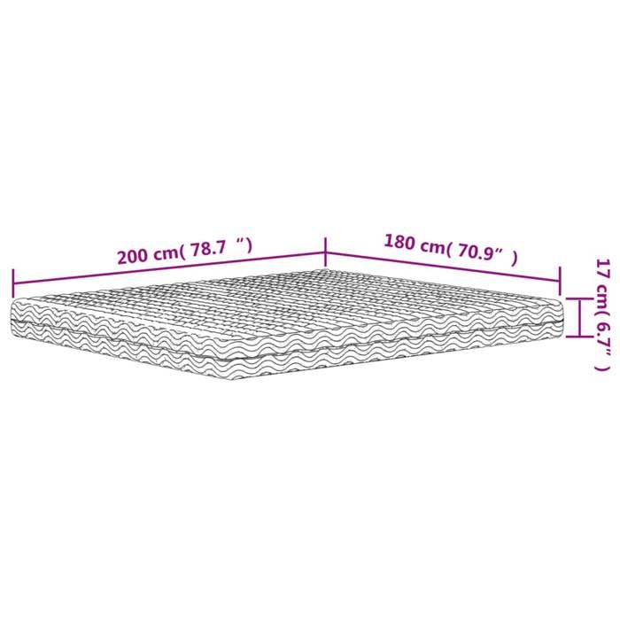 VidaXL Matelas en mousse blanc 180x200 cm dureté H2 H3,matelas de lit,matelas de lit de jour,matelas en mousse pour lit 356347