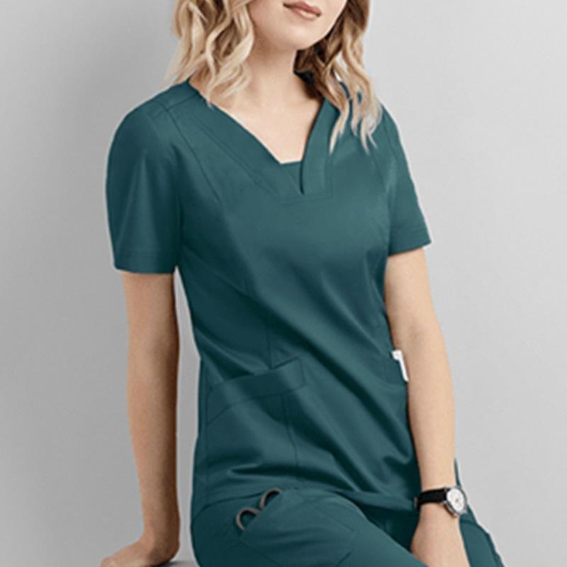 Women Management Work Clothes Short Sleeve with Pocket Working Clothes Nurse Uniform